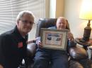 ARRL Roanoke Division Director Jim Boehner, N2ZZ (left) presents the Roanoke Division Award to ARRL President Emeritus Harry Dannals, W2HD, in 2018.